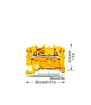 2-conductor through terminal block; 1.5 mm²; suitable for Ex e II applications; side and center marking; for DIN-rail 35 x 15 and 35 x 7.5; Push-in CAGE CLAMP®; 1,50 mm²; yellow