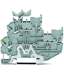 1-conductor/1-pin double deck receptacle terminal block; Ground conductor/through terminal block; PE/L; with marker carrier; suitable for Ex nA applications; for DIN-rail 35 x 15 and 35 x 7.5; 2.5 mm²; Push-in CAGE CLAMP®; 2,50 mm²; gray