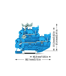 1-conductor/1-pin double deck receptacle terminal block; Through/through terminal block; N/N; with marker carrier; suitable for Ex nA applications; for DIN-rail 35 x 15 and 35 x 7.5; 2.5 mm²; Push-in CAGE CLAMP®; 2,50 mm²; blue