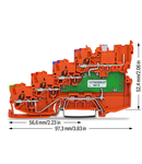 4-conductor sensor supply terminal block; LED (green); with ground contact; with pluggable signal level; 1 mm²; Push-in CAGE CLAMP®; 1,00 mm²; orange