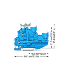 2-conductor/2-pin, double-deck carrier terminal block; 2-conductor/2-pin through terminal block; N; internal commoning; conductor entry with violet marking; for DIN-rail 35 x 15 and 35 x 7.5; Push-in CAGE CLAMP®; 1,00 mm²; blue