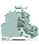 Double-deck terminal block; Ground conductor/through terminal block; PE/L; with end plate; with marker carrier; for DIN-rail 35 x 15 and 35 x 7.5; 2.5 mm²; Push-in CAGE CLAMP®; 2,50 mm²; gray