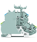 Double-deck terminal block; Ground conductor/through terminal block; PE/L; with marker carrier; for DIN-rail 35 x 15 and 35 x 7.5; 1 mm²; Push-in CAGE CLAMP®; 1,00 mm²; gray