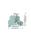 Double-deck terminal block; Ground conductor/through terminal block; PE/N; with marker carrier; for DIN-rail 35 x 15 and 35 x 7.5; 1 mm²; Push-in CAGE CLAMP®; 1,00 mm²; gray