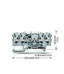 4-conductor through terminal block; 2.5 mm²; suitable for Ex e II applications; side and center marking; for DIN-rail 35 x 15 and 35 x 7.5; Push-in CAGE CLAMP®; 2,50 mm²; gray