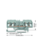 4-conductor through terminal block; 2.5 mm²; center marking; for DIN-rail 35 x 15 and 35 x 7.5; CAGE CLAMP®; 2,50 mm²; gray