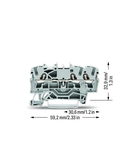 3-conductor through terminal block; 2.5 mm²; suitable for Ex e II applications; side and center marking; for DIN-rail 35 x 15 and 35 x 7.5; Push-in CAGE CLAMP®; 2,50 mm²; gray