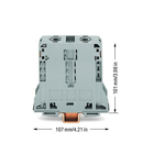 2-conductor through terminal block; 95 mm²; lateral marker slots; only for DIN 35 x 15 rail; POWER CAGE CLAMP; 95,00 mm²; gray