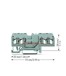 4-conductor through terminal block; 2.5 mm²; center marking; for DIN-rail 35 x 15 and 35 x 7.5; CAGE CLAMP®; 2,50 mm²; gray