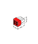 PUSH WIRE® connector for junction boxes; for solid conductors; max. 4 mm²; 4-conductor; Brown clear housing; red cover; Surrounding air temperature: max 60°C; 2,50 mm²