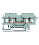 4-conductor through terminal block; 2.5 mm²; lateral marker slots; for DIN-rail 35 x 15 and 35 x 7.5; CAGE CLAMP®; 2,50 mm²; gray