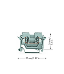 2-conductor through terminal block; 2.5 mm²; lateral marker slots; for DIN-rail 35 x 15 and 35 x 7.5; CAGE CLAMP®; 2,50 mm²; gray