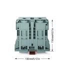 2-conductor through terminal block; 185 mm²; lateral marker slots; only for DIN 35 x 15 rail; POWER CAGE CLAMP; 185,00 mm²; gray