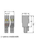 1-conductor female plug; 4 mm²; 6-pole; 4,00 mm²; gray
