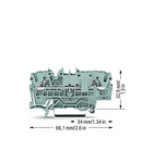 2-conductor carrier terminal block; for DIN-rail 35 x 15 and 35 x 7.5; 2.5 mm²; Push-in CAGE CLAMP®; 2,50 mm²; gray