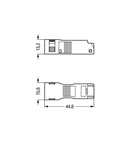 Strain relief housing; 2-pole; with locking clip; for 1 cable; 3.8 … 8.2 mm; 30 mm; black