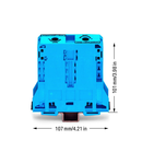 2-conductor through terminal block; 95 mm²; lateral marker slots; only for DIN 35 x 15 rail; POWER CAGE CLAMP; 95,00 mm²; blue