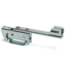 Busbar carrier; for busbars Cu 10 mm x 3 mm; single side, straight; for DIN 35 rail; gray