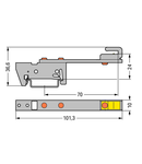 Busbar carrier; for busbars Cu 10 mm x 3 mm; single side, straight; for DIN 35 rail; gray