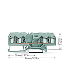 4-conductor carrier terminal block; for DIN-rail 35 x 15 and 35 x 7.5; 4 mm²; CAGE CLAMP®; 4,00 mm²; gray