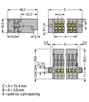 1-conductor male connector; clamping collar; 4 mm²; Pin spacing 5 mm; 6-pole; 4,00 mm²; gray