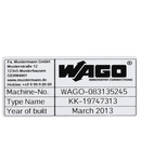 Type labels; 99 x 44 mm; silver-colored