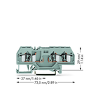 3-conductor carrier terminal block; for DIN-rail 35 x 15 and 35 x 7.5; 4 mm²; CAGE CLAMP®; 4,00 mm²; gray