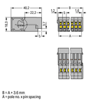 1-conductor male connector; 4 mm²; Pin spacing 5 mm; 3-pole; 4,00 mm²; gray