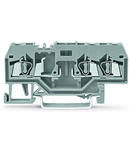 3-conductor carrier terminal block; for DIN-rail 35 x 15 and 35 x 7.5; 2.5 mm²; CAGE CLAMP®; 2,50 mm²; gray