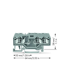 3-conductor carrier terminal block; for DIN-rail 35 x 15 and 35 x 7.5; 2.5 mm²; CAGE CLAMP®; 2,50 mm²; gray