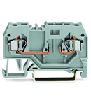 2-conductor carrier terminal block; for DIN-rail 35 x 15 and 35 x 7.5; 4 mm²; CAGE CLAMP®; 4,00 mm²; gray