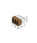 PUSH WIRE® connector for junction boxes; for solid conductors; max. 4 mm²; 6-conductor; Brown clear housing; brown cover; Surrounding air temperature: max 60°C; 2,50 mm²