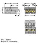 1-conductor male connector; 4 mm²; Pin spacing 5 mm; 5-pole; 4,00 mm²; gray