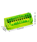 Ground busbar terminal block; for (10 x 3) mm busbars; 12-pole; 4 mm²; Push-in CAGE CLAMP®; 4,00 mm²; green-yellow