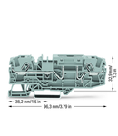 2-conductor carrier terminal block; for DIN-rail 35 x 15 and 35 x 7.5; 6 mm²; Push-in CAGE CLAMP®; 6,00 mm²; gray