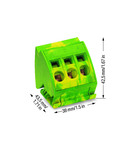 Ground busbar terminal block; for (10 x 3) mm busbars; 3-pole; 16 mm²; CAGE CLAMP®; 16,00 mm²; green-yellow