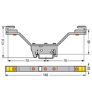 Busbar carrier; for busbars Cu 10 mm x 3 mm; both sides, angled; for DIN 35 rail; gray