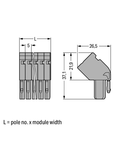 1-conductor female plug; angled; 4 mm²; 1-pole; 4,00 mm²; gray