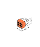 PUSH WIRE® connector for junction boxes; for solid and stranded conductors; max. 2.5 mm²; 4-conductor; transparent housing; orange cover; Surrounding air temperature: max 60°C; 2,50 mm²