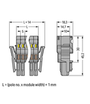 1-conductor female plug; Locking lever; 4 mm²; 2-pole; 4,00 mm²; gray