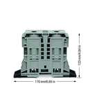 2-conductor through terminal block; 185 mm²; lateral marker slots; with fixing flanges; POWER CAGE CLAMP; 185,00 mm²; gray