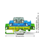 Triple-deck terminal block; for DIN-rail 35 x 15 and 35 x 7.5; 2.5 mm²; CAGE CLAMP®; 2,50 mm²; green-yellow/blue/gray