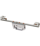 Busbar carrier; for busbars Cu 10 mm x 3 mm; both sides, straight; for DIN 35 rail; gray