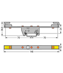 Busbar carrier; for busbars Cu 10 mm x 3 mm; both sides, straight; for DIN 35 rail; gray