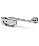 Busbar carrier; for busbars Cu 10 mm x 3 mm; single side, straight; for DIN 35 rail; gray