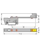 Busbar carrier; for busbars Cu 10 mm x 3 mm; single side, straight; for DIN 35 rail; gray