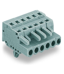 1-conductor female plug; Snap-in mounting feet; 2.5 mm²; Pin spacing 5 mm; 4-pole; 2,50 mm²; gray