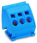 Busbar terminal block; for (10 x 3) mm busbars; 3-pole; without push-buttons; 4 mm²; CAGE CLAMP®; 16,00 mm²; blue