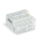 MICRO PUSH WIRE® connector for junction boxes; for solid conductors; 0.8 mm Ø; 4-conductor; transparent housing; light gray cover; Surrounding air temperature: max 60°C; transparent