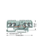 4-conductor carrier terminal block; for DIN-rail 35 x 15 and 35 x 7.5; 2.5 mm²; CAGE CLAMP®; 2,50 mm²; gray